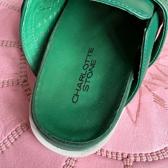 Charlotte Stone Porter Mule Green Perforated 7 - Picture 5 of 7